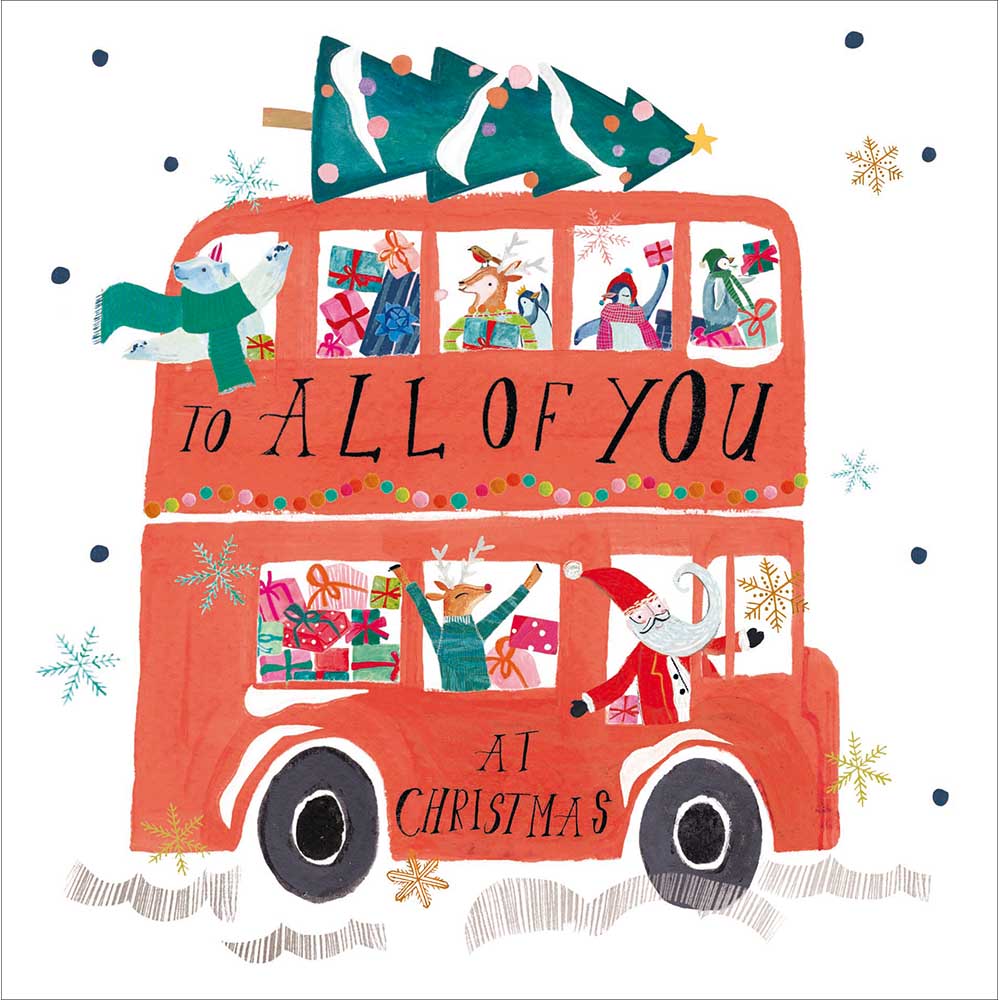Woodmansterne All of You - Red Bus Christmas Card