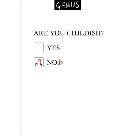 Woodmansterne Are You Childish Funny Blank Card - Old Railway Line Garden Centre