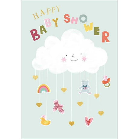 Woodmansterne Baby Shower Cloud Mobile Card - Old Railway Line Garden Centre