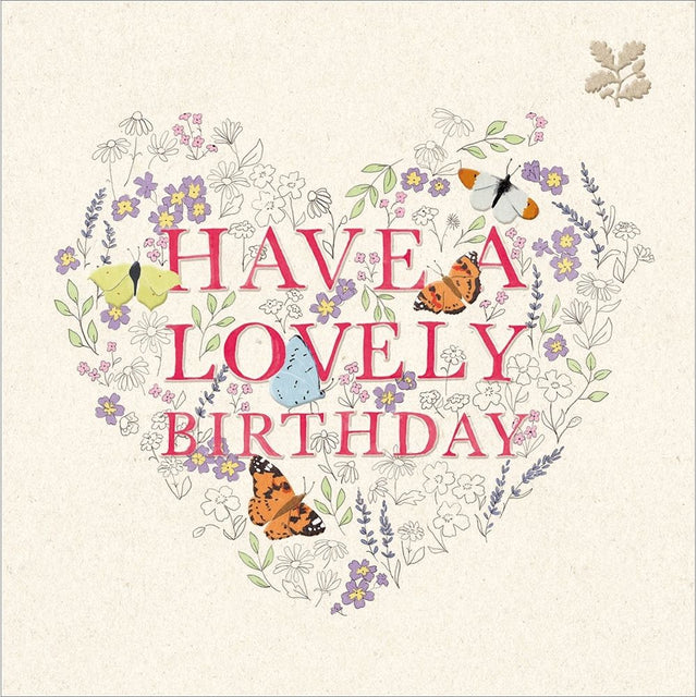 Woodmansterne Beautiful Butterflies Heart Birthday Card - Old Railway Line Garden Centre