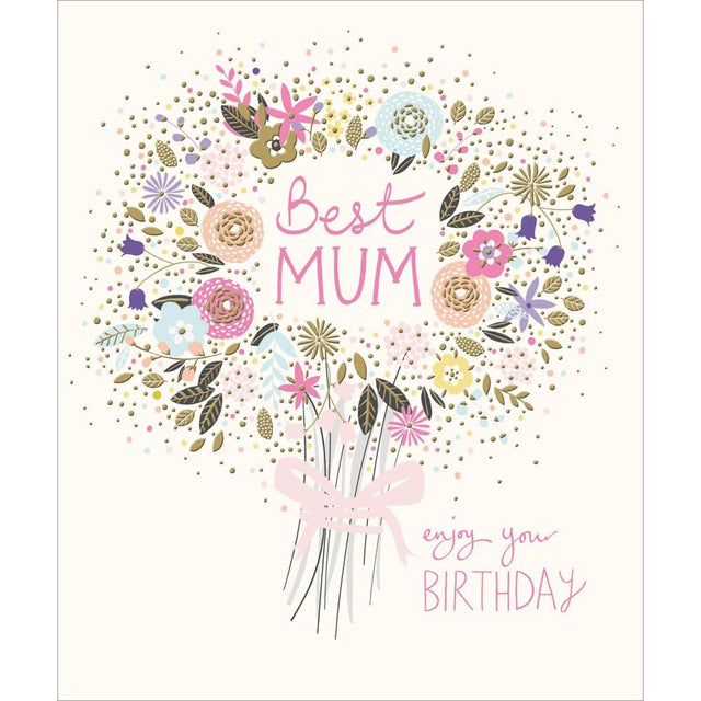 Woodmansterne Best Mum Flower Bouquet Birthday Card - Old Railway Line Garden Centre