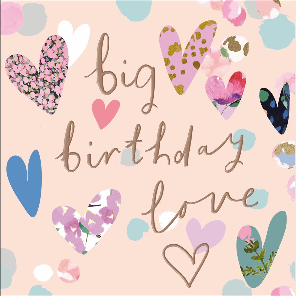 Woodmansterne Big Birthday Love Colouful Hearts Card