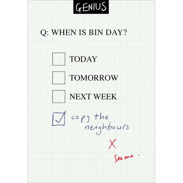 Woodmansterne Bin Day Funny Blank Card - Old Railway Line Garden Centre