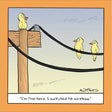 Woodmansterne Birds Wireless Funny Blank Card - Old Railway Line Garden Centre
