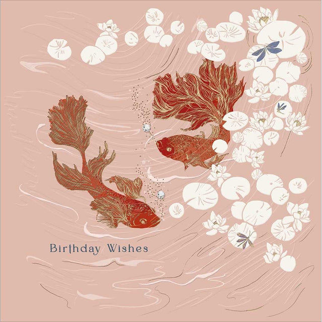 Woodmansterne Birthday Wishes Koi Fish Ripples Card - Old Railway Line Garden Centre