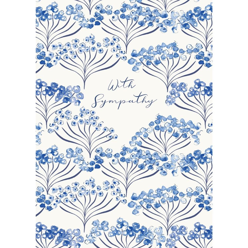 Woodmansterne Blue Floral With Sympathy Card - Old Railway Line Garden Centre