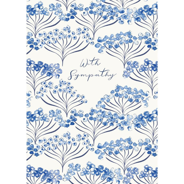 Woodmansterne Blue Floral With Sympathy Card - Old Railway Line Garden Centre