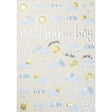 Woodmansterne Blue Foil Sky New Baby Card - Old Railway Line Garden Centre