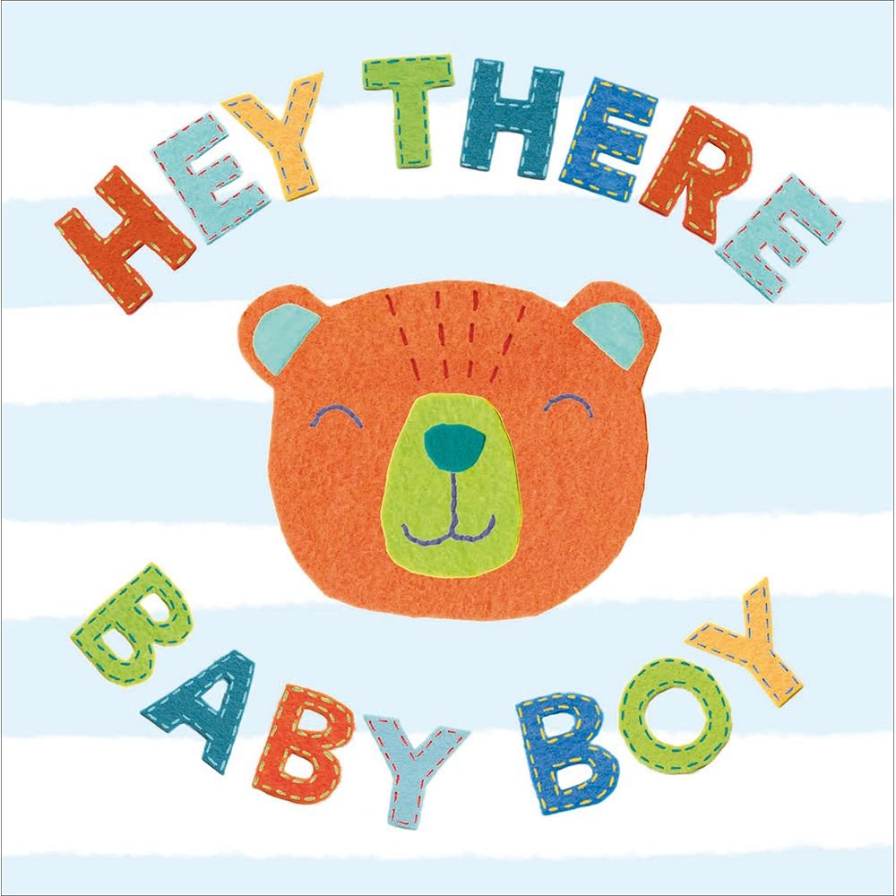 Woodmansterne Boy Hey There Bear New Baby Card - Old Railway Line Garden Centre
