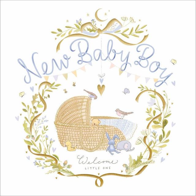 Woodmansterne Boy Welcome Little One New Baby Card - Old Railway Line Garden Centre