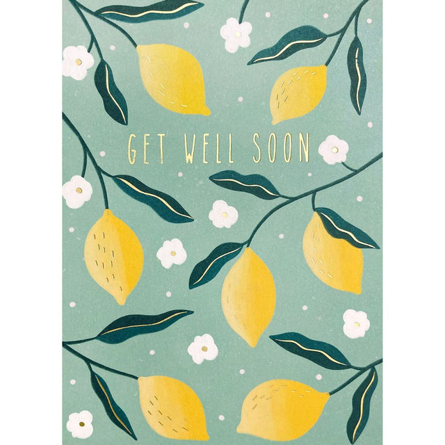 Woodmansterne Bright Lemons Get Well Soon Card - Old Railway Line Garden Centre