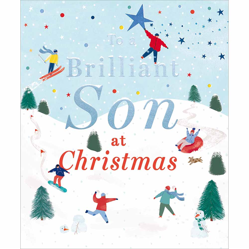 Woodmansterne Brilliant Son - Snowball Flight Christmas Card