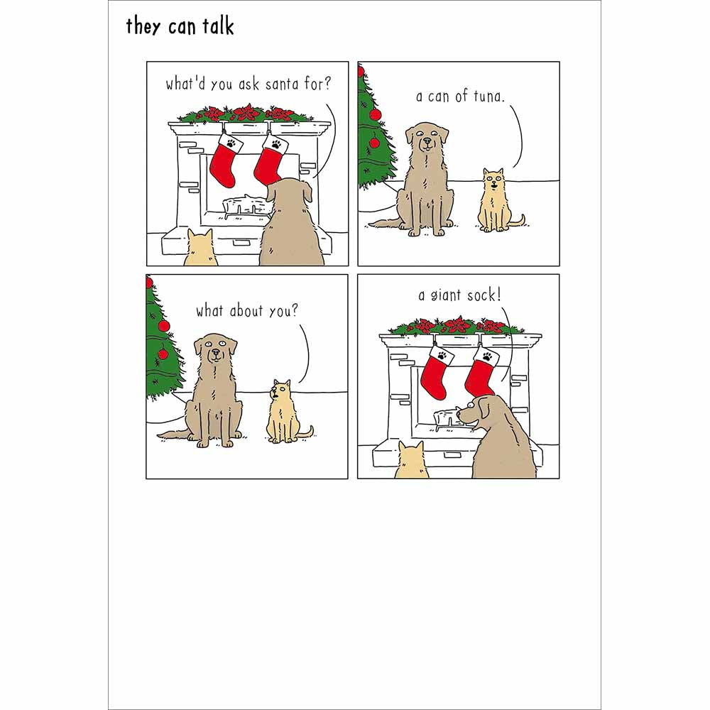 Woodmansterne Cat & Dog Funny Christmas Card