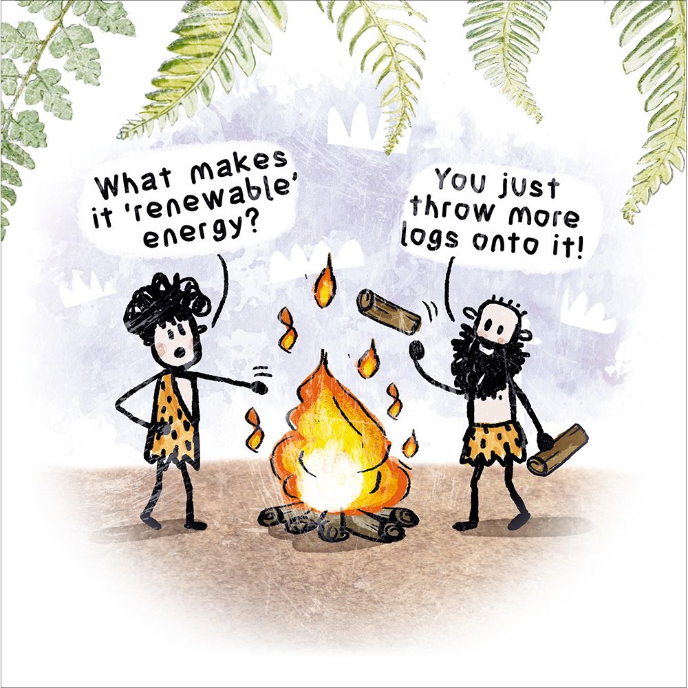 Woodmansterne Caveman Infinite Energy Funny Blank Card