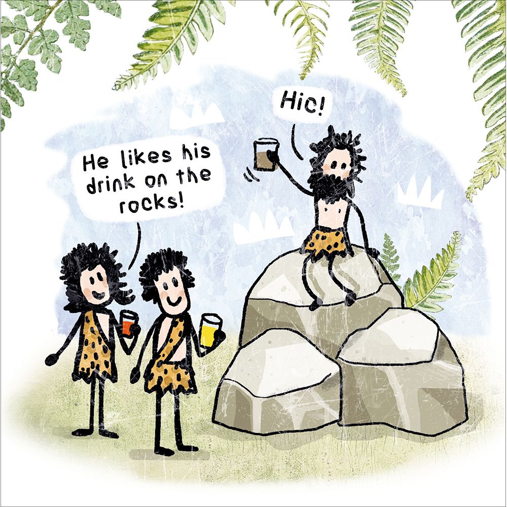 Woodmansterne Caveman Rocktail Funny Blank Card