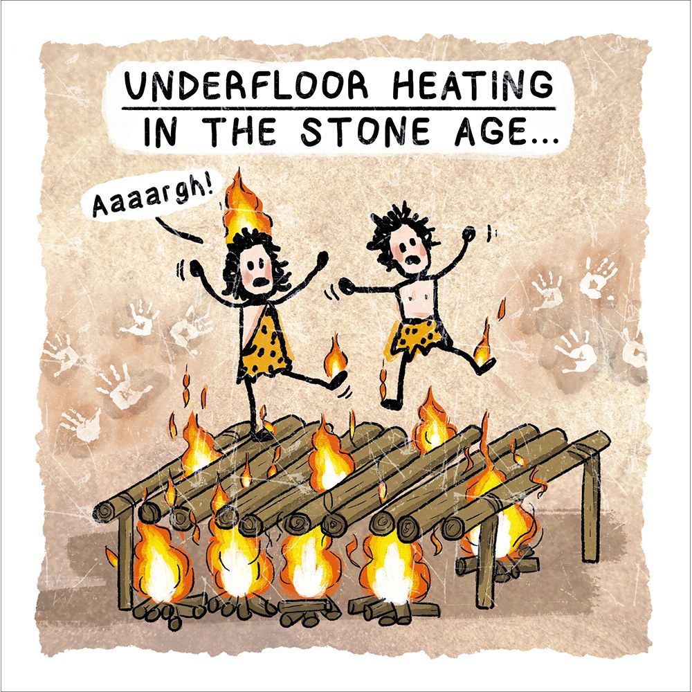 Woodmansterne Caveman Underfloor Heating Funny Blank Card