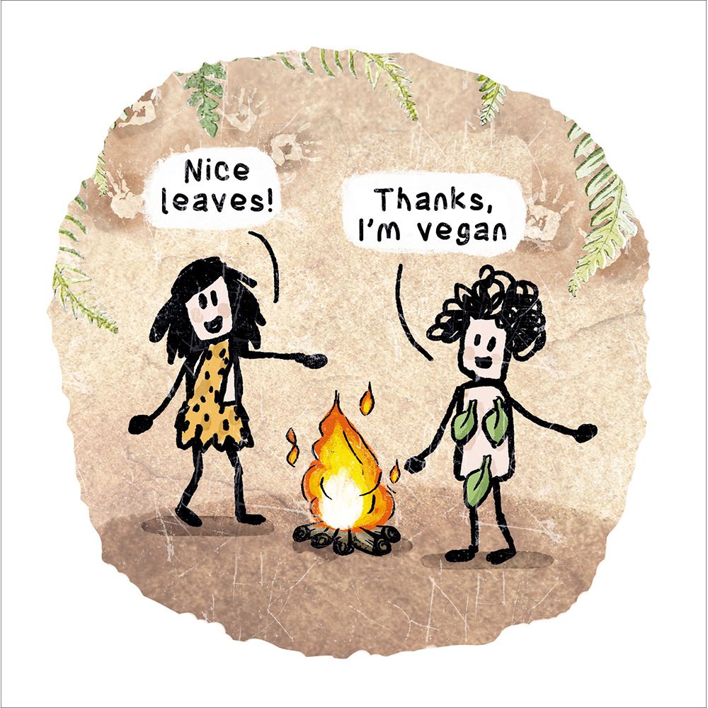 Woodmansterne Caveman Vegan Funny Blank Card