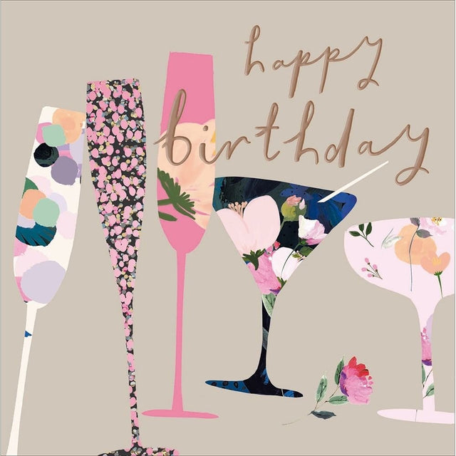 Woodmansterne Champagne Bubbles Birthday Card - Old Railway Line Garden Centre
