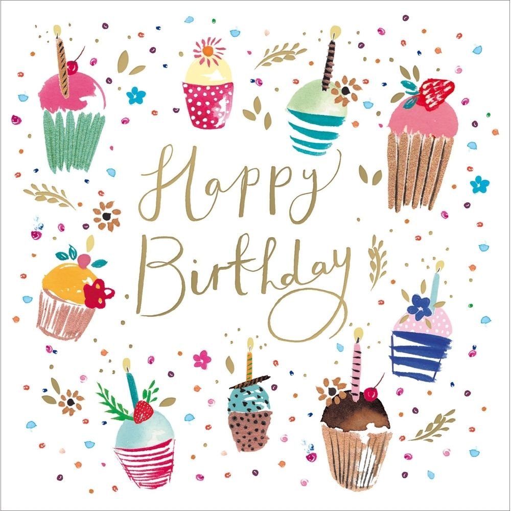 Woodmansterne Colourful Cupcakes Birthday Card - Old Railway Line Garden Centre