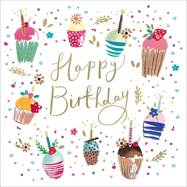 Woodmansterne Colourful Cupcakes Birthday Card - Old Railway Line Garden Centre