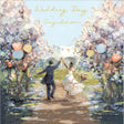 Woodmansterne Congratulations Bride & Groom Wedding Card - Old Railway Line Garden Centre