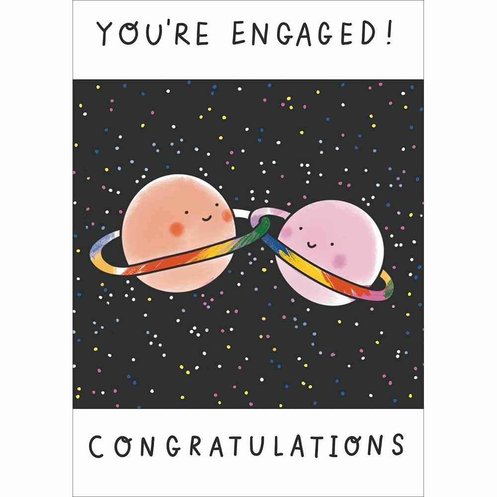 Woodmansterne Congratulations Planets Engagement Card - Old Railway Line Garden Centre