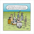 Woodmansterne Cows Electric Fence Funny Blank Card - Old Railway Line Garden Centre