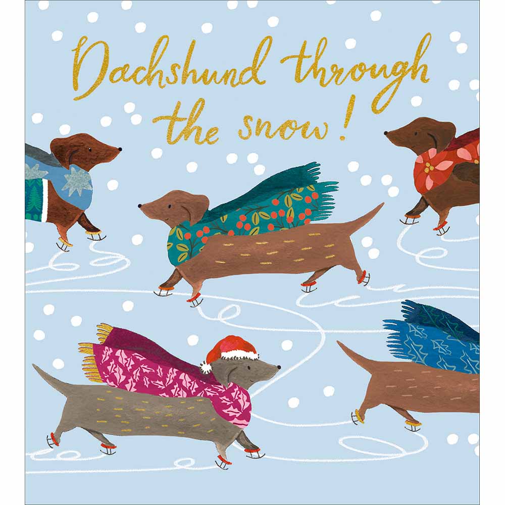 Woodmansterne Dachshund Through the Snow Christmas Cards - Pack of 5