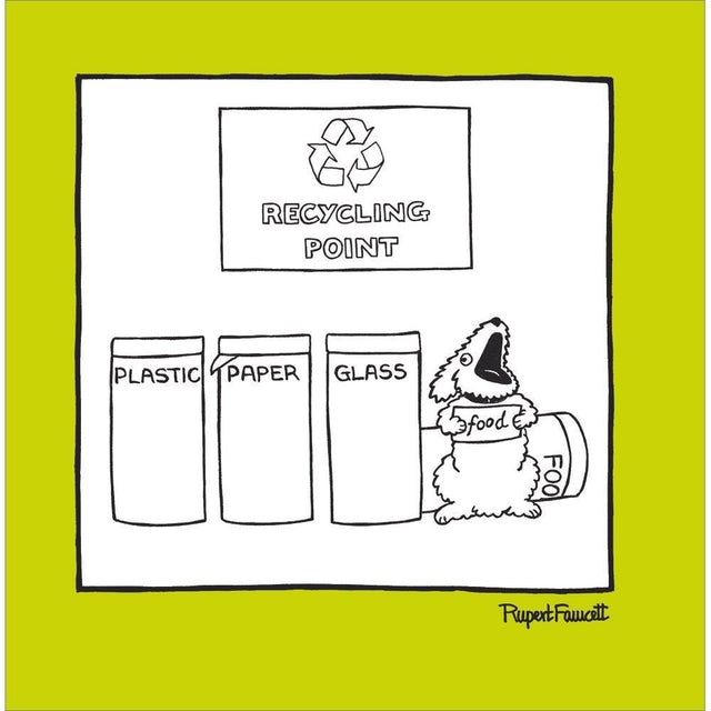 Woodmansterne Dog Recycling Point Blank Funny Card - Old Railway Line Garden Centre