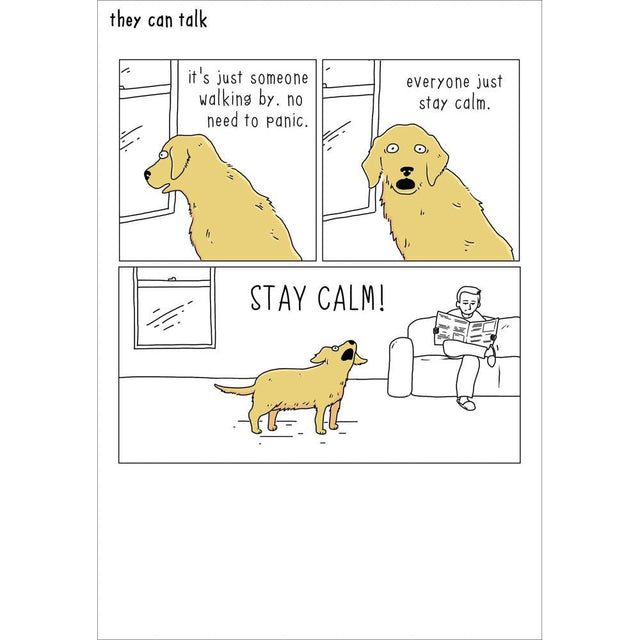 Woodmansterne Dog Stay Calm Funny Blank Card - Old Railway Line Garden Centre