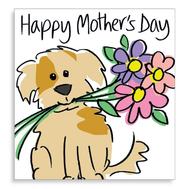 Woodmansterne Dog With Flowers Mother's Day Card - Old Railway Line Garden Centre