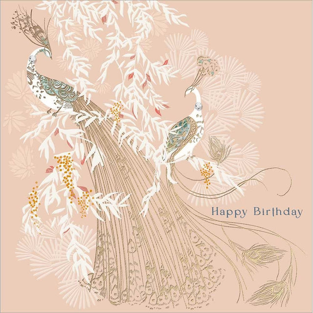 Woodmansterne Elegant Peacocks Birthday Card - Old Railway Line Garden Centre