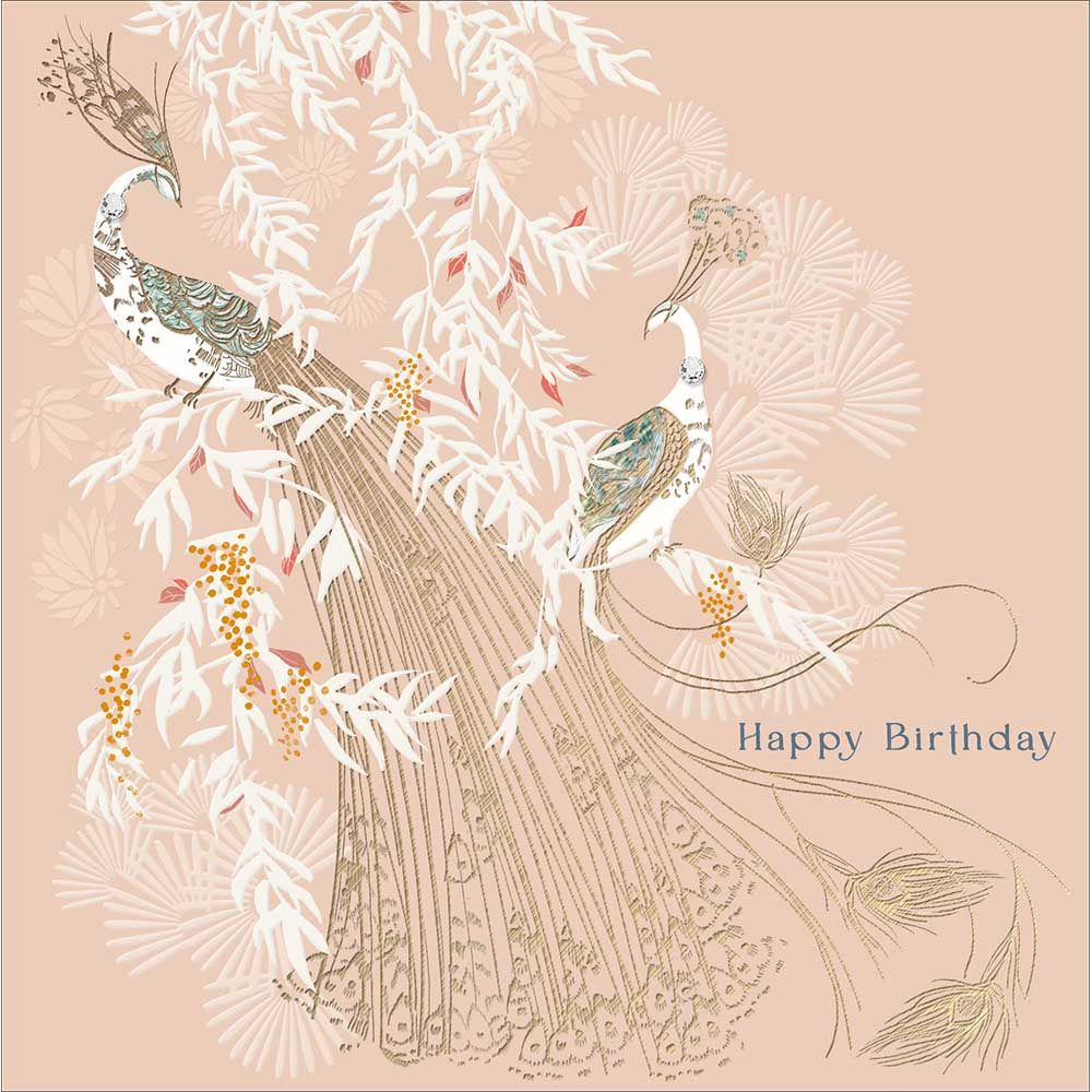 Woodmansterne Elegant Peacocks Birthday Card
