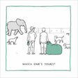 Woodmansterne Elephant at the Park Funny Blank Card - Old Railway Line Garden Centre