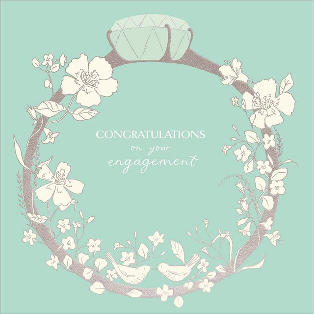 Woodmansterne Engagement Ring with Flowers Card - Old Railway Line Garden Centre