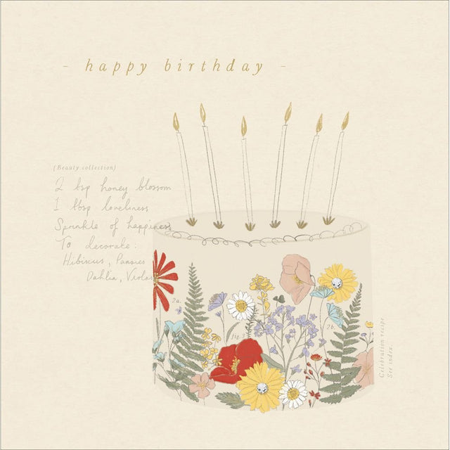Woodmansterne Floral Birthday Cake Make Wish Birthday Card - Old Railway Line Garden Centre
