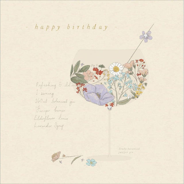 Woodmansterne Floral Cocktail Cheers Birthday Card - Old Railway Line Garden Centre