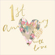 Woodmansterne Floral Heart 1st Anniversary Card - Old Railway Line Garden Centre