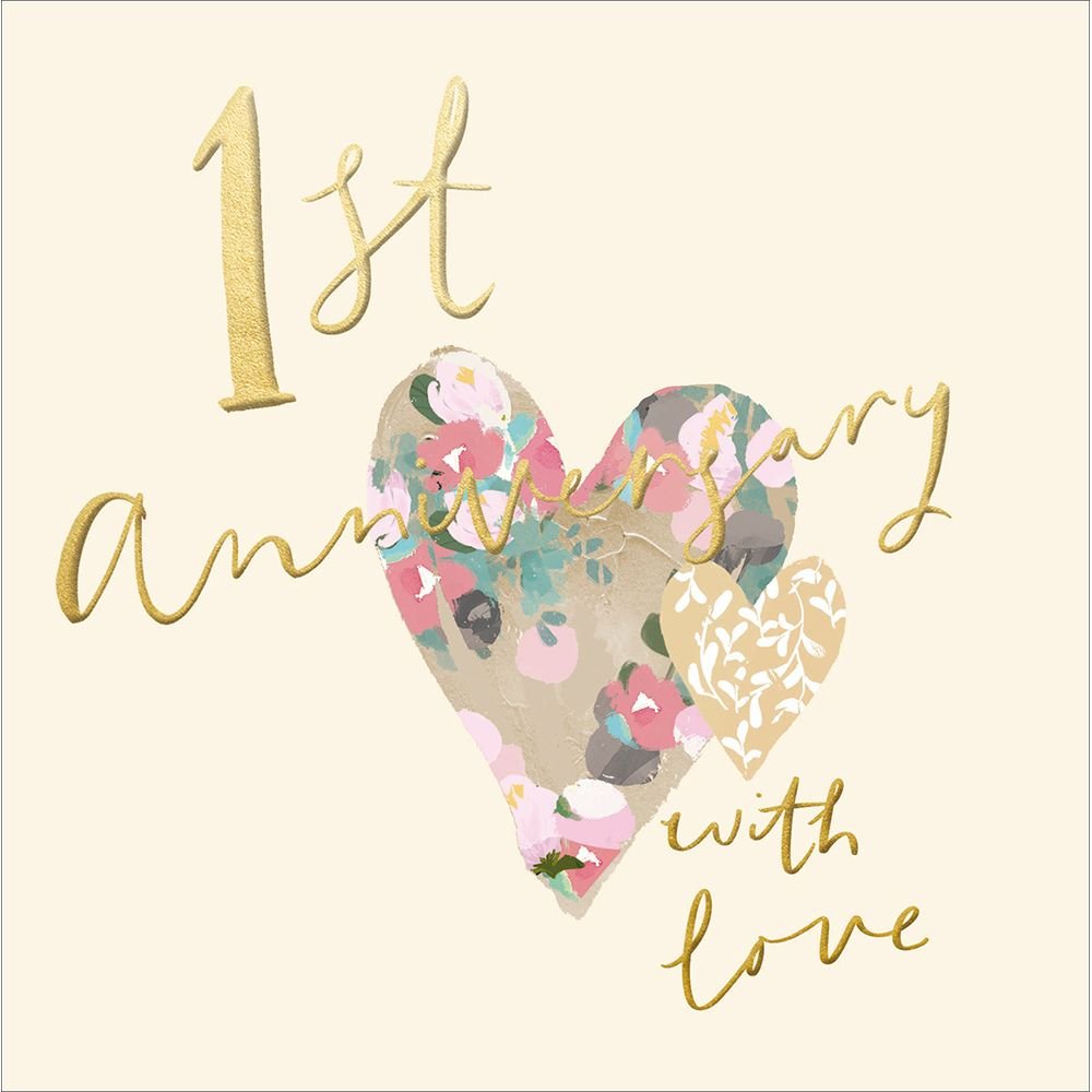 Woodmansterne Floral Heart 1st Anniversary Card - Old Railway Line Garden Centre