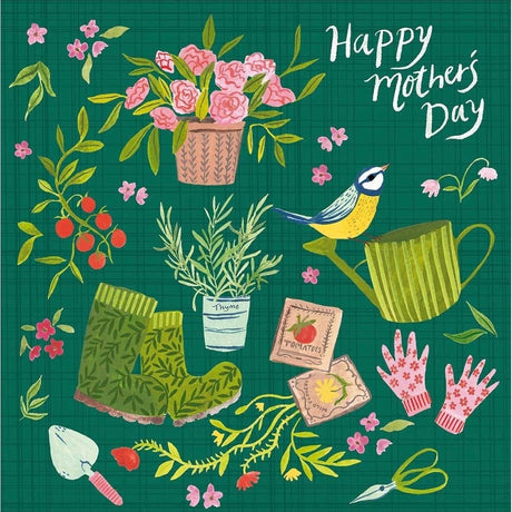 Woodmansterne Gardening Tools & Birds Mother's Day Card - Old Railway Line Garden Centre