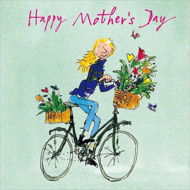 Woodmansterne Girl Riding Bike Mother's Day Card - Old Railway Line Garden Centre