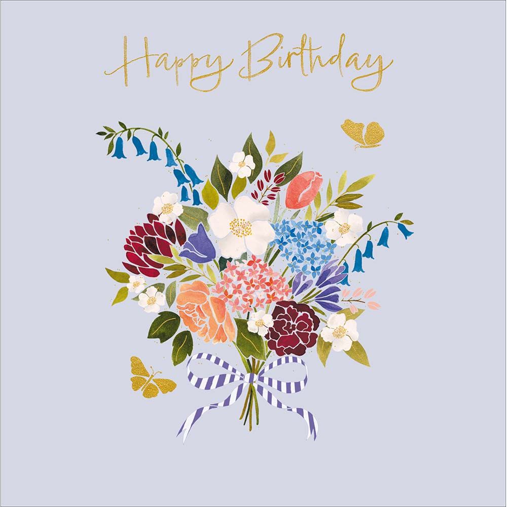 Woodmansterne Gold Text Birthday Bouquet Card