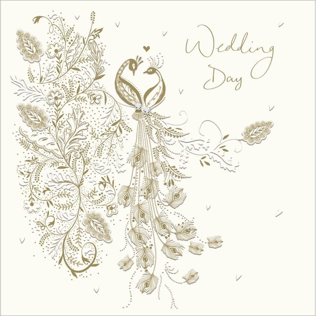 Woodmansterne Golden Peacocks Wedding Day Card - Old Railway Line Garden Centre