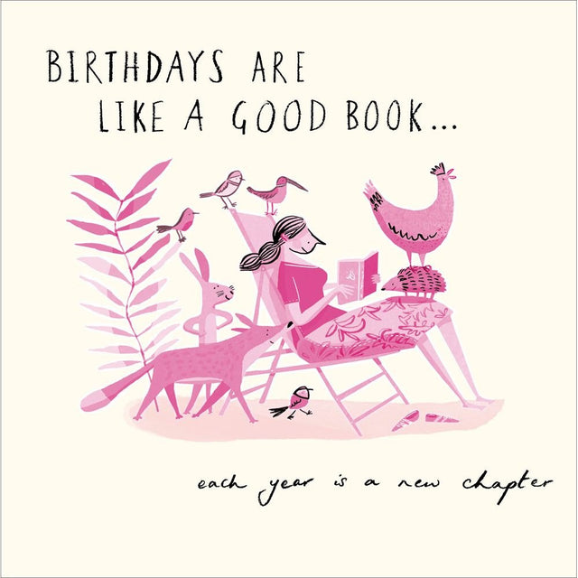 Woodmansterne Good Book Bookworm Birthday Card - Old Railway Line Garden Centre
