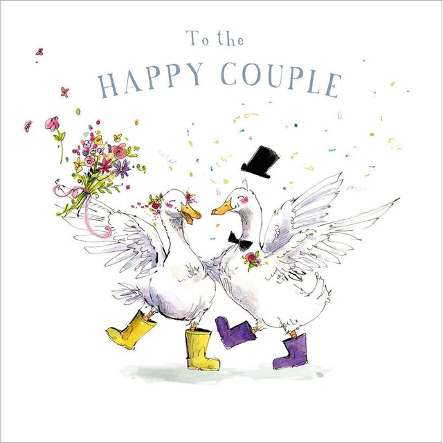 Woodmansterne Goose Jump for Joy Wedding Card - Old Railway Line Garden Centre