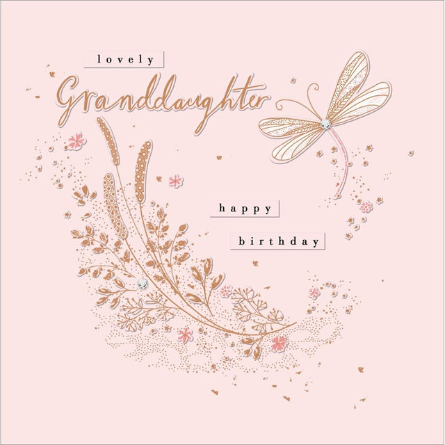 Woodmansterne Granddaughter Pink Dragonfly Birthday Card - Old Railway Line Garden Centre