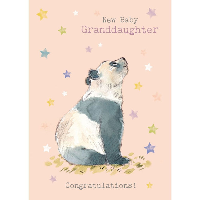 Woodmansterne Granddaughter Pink Panda New Baby Card - Old Railway Line Garden Centre