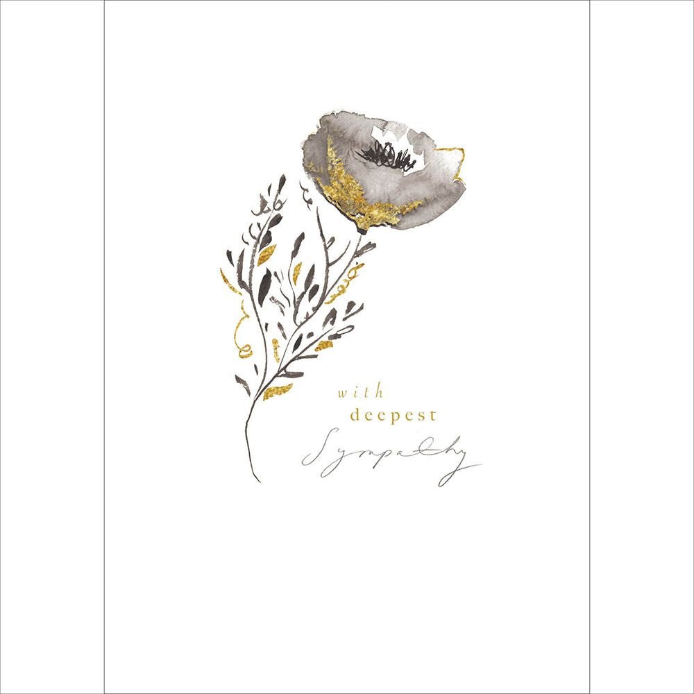 Woodmansterne Grey & Gold Poppy Deepest Sympathy Card - Old Railway Line Garden Centre
