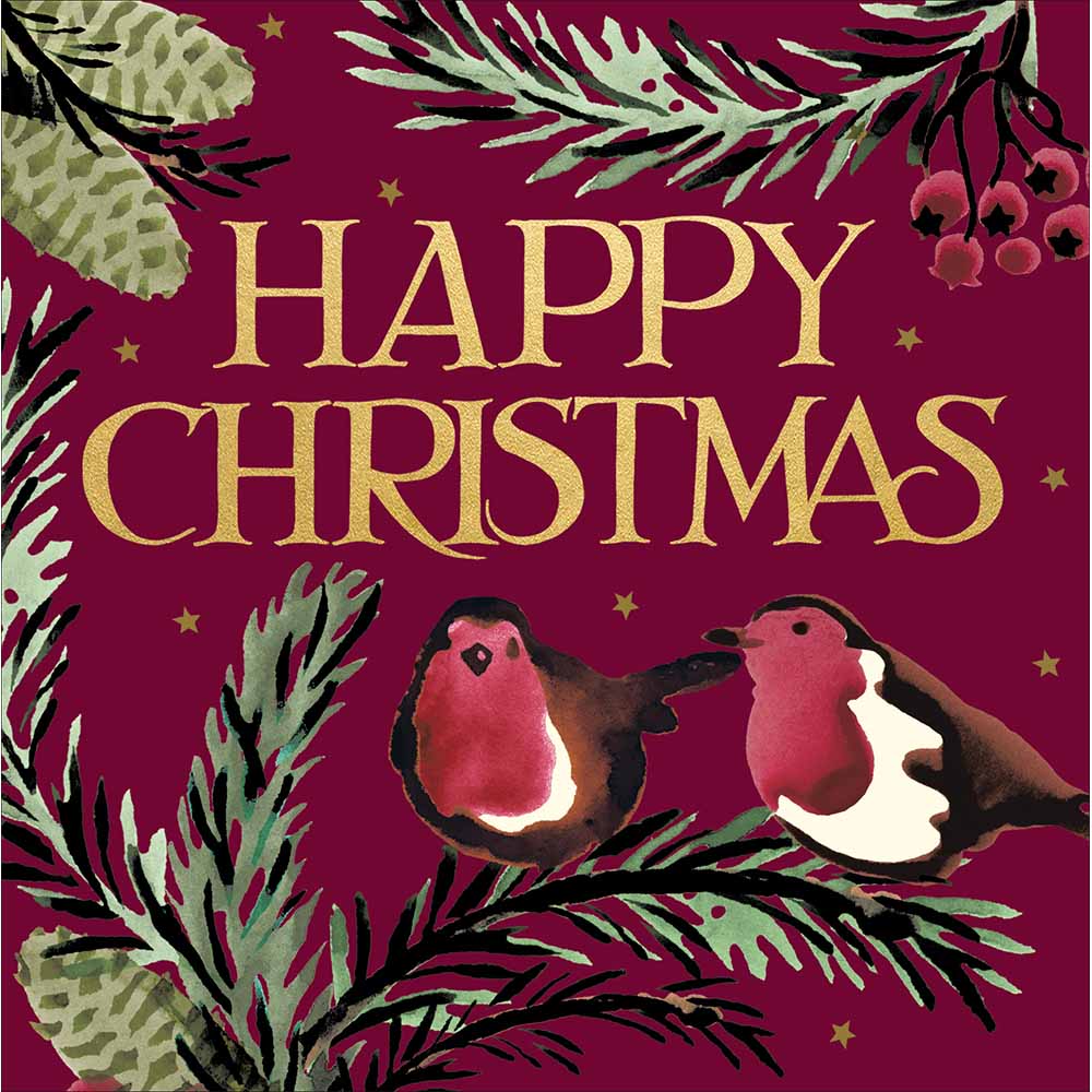 Woodmansterne Happy Christmas - Two Robins Card