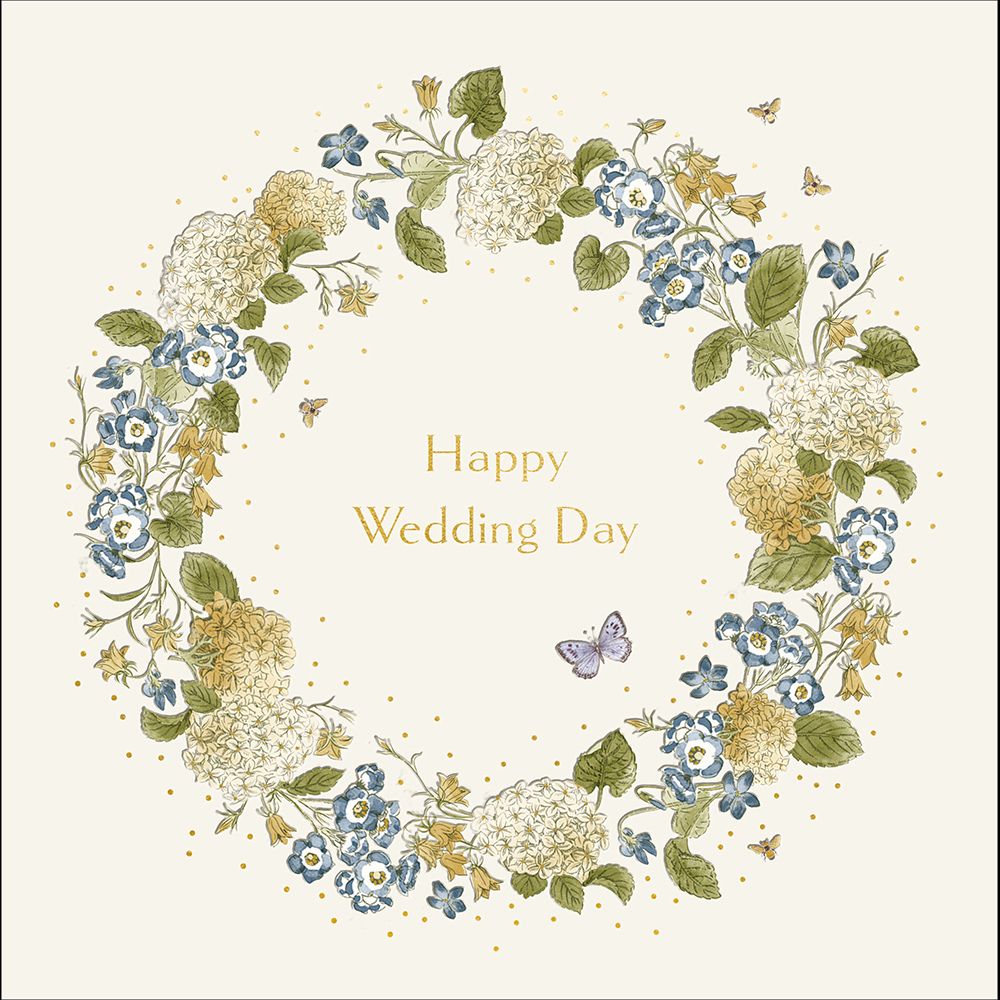 Woodmansterne Happy Wedding Day Floral Wreath Card